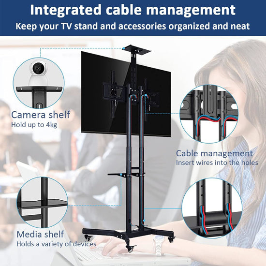 Support TV Mobile Roulant pour Écrans 32-72"