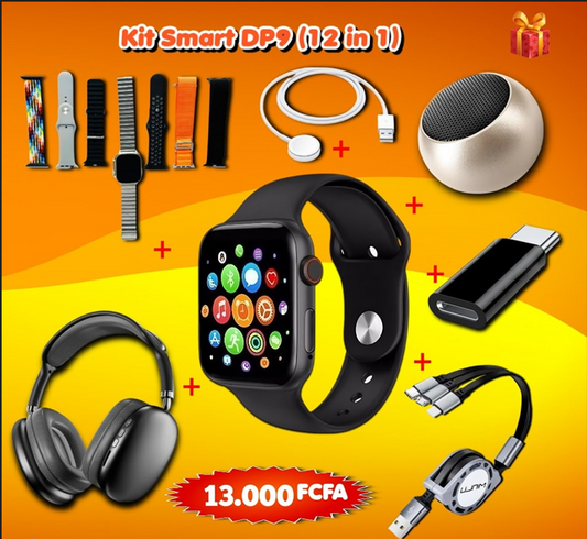 Montre Intelligente D-P9 : Appels, Écouteurs, Haut-Parleur & 7 Bracelets Inclus